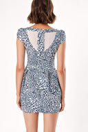 Mavi LEOPAR DESENLİ PAMUK ELBİSE  91012