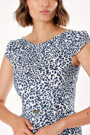 Mavi LEOPAR DESENLİ PAMUK ELBİSE  91012