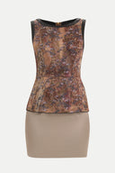 Bej Desenli elbise mini 91106