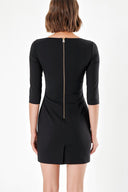 Siyah TAŞ DESEN DAR KESİM ELBİSE  91109