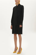 Siyah Yakası fiyonklu krep mini elbise 91355