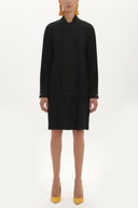 Siyah Yakası fiyonklu krep mini elbise 91355