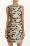 Siyah Desenli saten mini elbise 91358