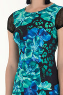 Egzotik Çiçekler File kumaş mixli desenli uzun elbise 91435