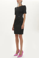 Puantiyeli Jakarlı kolları büzgülü mini elbise 91437