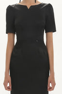 Puantiyeli Jakarlı kolları büzgülü mini elbise 91437