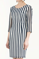 Lacivert Çizgili truvakar kol mini elbise 91674