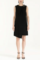 Siyah Asimetrik kesim mini elbise 91737
