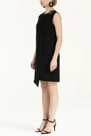 Siyah Asimetrik kesim mini elbise 91737