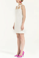 Ekru Kolsuz ipek şantuk mini elbise 91833