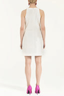 Ekru Kolsuz ipek şantuk mini elbise 91833