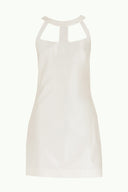 Ekru Kolsuz ipek şantuk mini elbise 91833