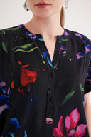 Siyah Baskı Desenli İpek Tunik Elbise 91863