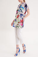 Beyaz Baskı Desenli İpek Tunik Elbise 91863