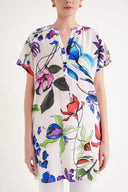 Beyaz Baskı Desenli İpek Tunik Elbise 91863