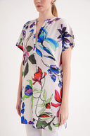 Beyaz Baskı Desenli İpek Tunik Elbise 91863