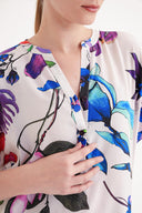 Beyaz Baskı Desenli İpek Tunik Elbise 91863