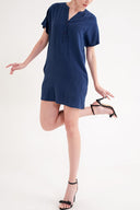 Çivit Desenli İpek Tunik Elbise 91863