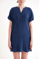 Çivit Desenli İpek Tunik Elbise 91863