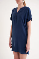 Çivit Desenli İpek Tunik Elbise 91863