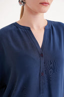 Çivit Desenli İpek Tunik Elbise 91863