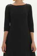 Siyah Kayık yaka volanlı uzun elbise 91908