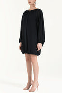 Lacivert Lastikli bol kesim şifon mini elbise 92085