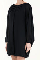 Lacivert Lastikli bol kesim şifon mini elbise 92085