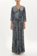 Gri Kadife uzun elbise 92153