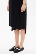 Siyah Asimetrik kesim midi  elbise 92212