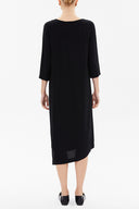 Siyah Asimetrik kesim midi  elbise 92212