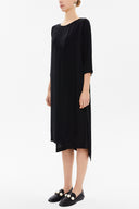 Siyah Asimetrik kesim midi  elbise 92212