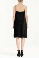 Siyah Askılı kadife midi elbise 92264