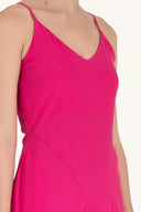 Fuşya Askılı v yaka midi elbise 92296
