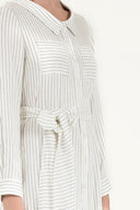 Beyaz Kemerli midi elbise 92302