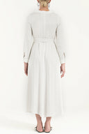 Beyaz Kemerli midi elbise 92302