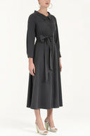 Füme Kemerli midi elbise 92302