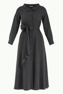 Füme Kemerli midi elbise 92302