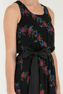 Desenli Kemerli desenli uzun elbise 92316