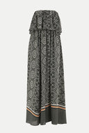 Yeşil Straplez volanlı uzun elbise 92331