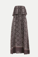 Bordo Straplez volanlı uzun elbise 92331