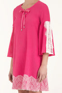 Pembe Dantelli ve bağcıklı mini elbise 92332