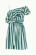 Yeşil Tek omuz volanlı mini elbise 92345