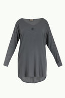 Lacivert V yaka bol kesim mini  elbise 92365