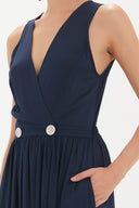 Lacivert Anvelop kapama kolsuz uzun elbise 92381