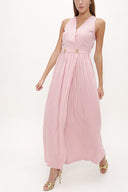 Kırmızı Anvelop kapama kolsuz uzun elbise 92381