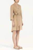 Bej Kemerli bol kesim mini elbise 92383