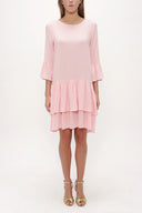 Pembe Bol kesim fırfırlı mini elbise 92395