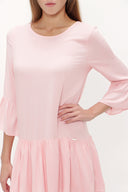 Pembe Bol kesim fırfırlı mini elbise 92395