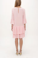 Pembe Bol kesim fırfırlı mini elbise 92395